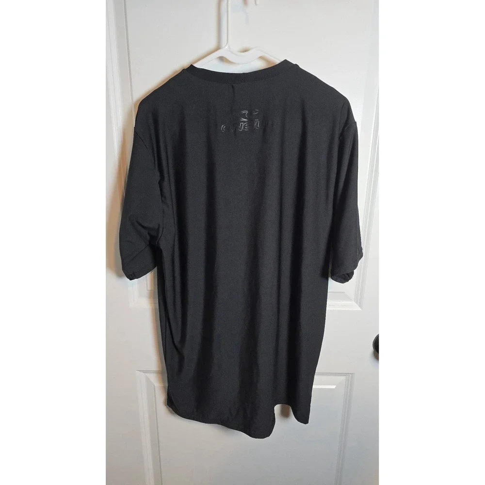 O'Neill Mens Black Short Sleeve Rash Guard Swim Shirt XL Loose Fit Logo‎
